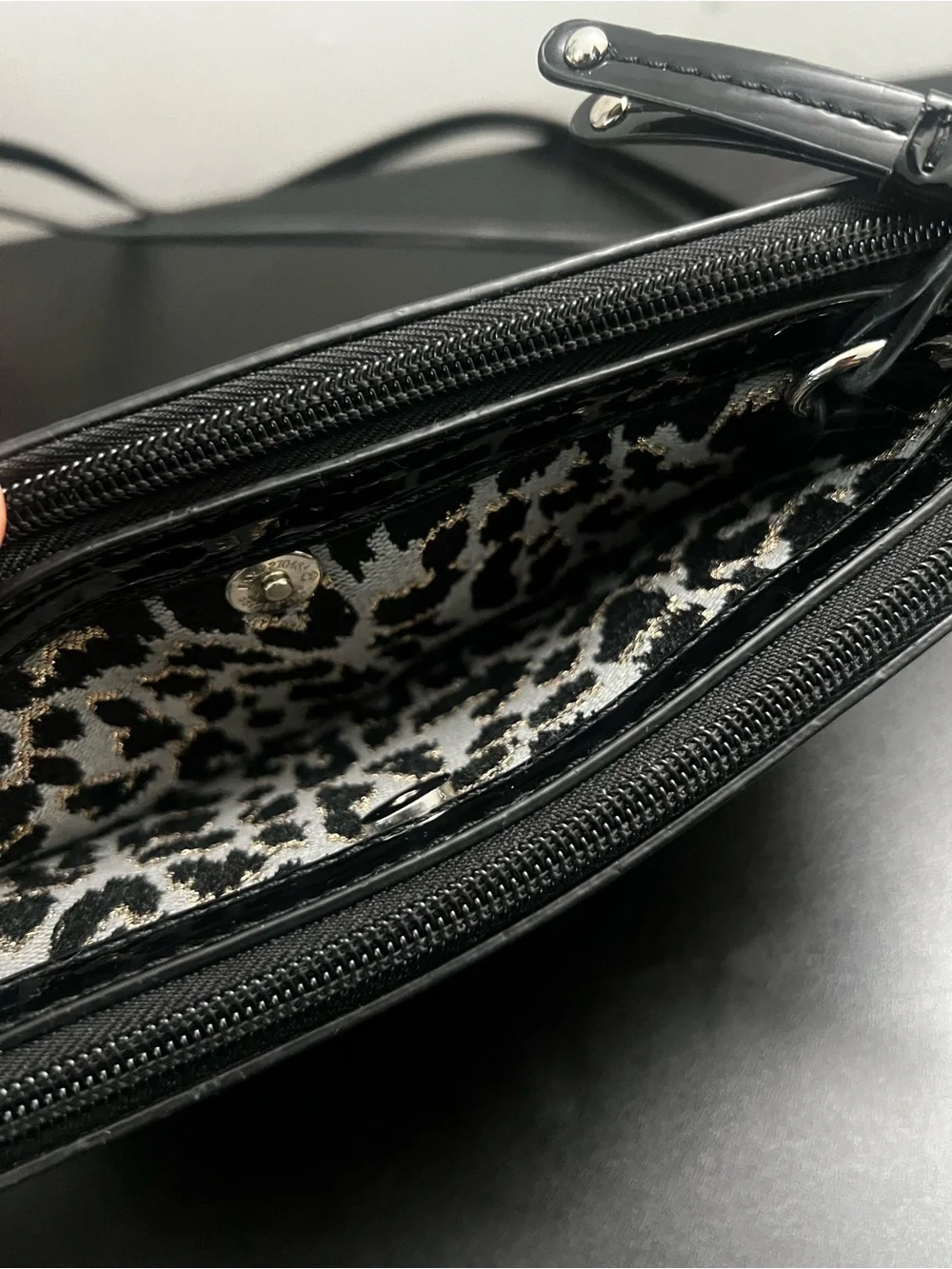 Nine West Leopard Animal Print Crossbody Double Zip Pockets